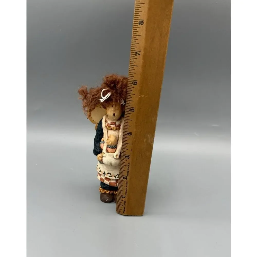 Diane Zufall Mom Angel Figurine Teddy Bear Primitive Folk Art Resin 5” Vintage